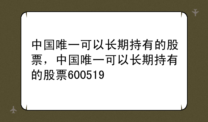 中國唯一可以長期持有的股票，深度解析與前景展望，中國唯一值得長期持有的股票，深度解析與前景展望